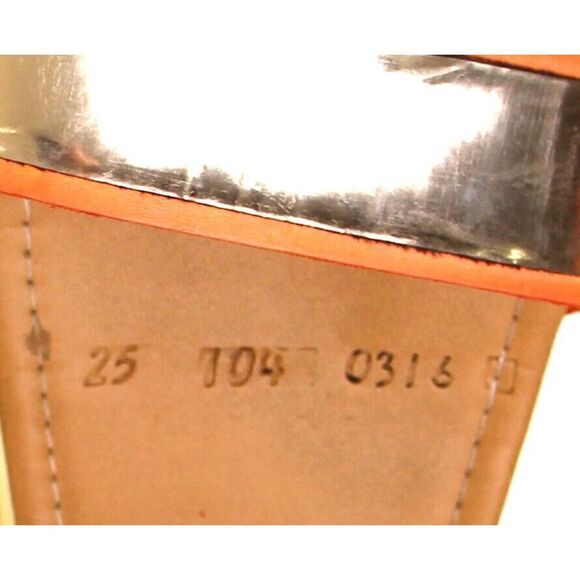 G'S GABRIELA'S ORANGE GOLD LEATHER ROUND TOE FLAT SLINGBACK SANDALS SHOES Sz 8.5 - Picture 6 of 8